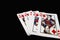 Red euchre diamond hand on black background