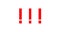 Red exclamation and question marks. Three red question marks turn into three red exclamation marks. On a transparent