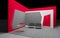 Red exhibition stand 3d Rendering