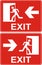 Red exit sign. Emergency fire exit door and exit door. Label wit
