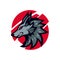 Red eyed grey wolf gaming avatar vector mascot