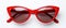 Red eyewear on white background eye glass accessory