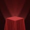 Red fabric covering a cube or a table vector illustration