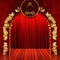 Red fabric curtain with gold