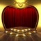 Red fabric curtain with gold on stage