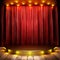 Red fabric curtain on golden stage