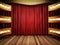 Red fabric curtain on golden stage