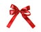 Red fabric ribbon and bow isolated on a white background