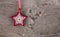 Red Fabric Star Merry Christmas Decoration Rustic Wood Backgroun