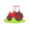 Red Farm Truck Cartoon Related Element On Patch Of Green Grass