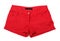 Red female denim shorts