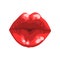 Red female glossy lips, sensual kiss symbol vector Illustration on a white background