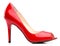 Red female shoe with open toe