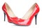 Red female shoes high heels isolated