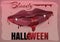 Red feminine lips in blood. Bloody Halloween
