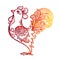 Red fiery hand drawn ornate rooster - Chinese symbol of 2017 new year