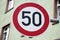 Red Fifty Speed Sign