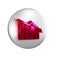 Red Financial growth decrease icon isolated on transparent background. Increasing revenue. Silver circle button.