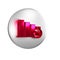 Red Financial growth decrease icon isolated on transparent background. Increasing revenue. Silver circle button.