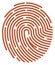 Red fingerprint icon. Wrong biometric data scan result