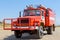 Red fire engine for extinguishing natural steppe or forest fires in the national reserve. The concept: fire-fighting special equip