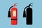 Red fire extinguisher with black silhouette,firefighter equipment