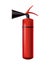 Red fire extinguisher. Isolated portable fire-fighting unit. Firefighter tool for flame fighting attention. Portable