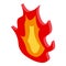 Red fire flame icon, isometric style