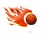 Red fire and fly orange basketball ball sign