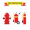 Red fire hydrant emergency department flat vector illustration isolated on white.