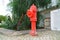 Red fire hydrant on side of street