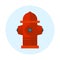 Red fire hydrant vector illustration metal pressure prevention street hose water emergency equipment.