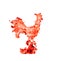 Red fire rooster, symbol of new 2017 year. Photo collage of red flame, isolated on white background.