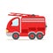 Red fire truck, fire emergency colorful cartoon vector Illustration