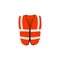 Red fire warden safety vest front view, realistic vector illustration isolated.