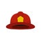 Red fireman helmet icon, flat style