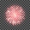 Red Fireworks. Festival beautiful firework. Vector llustration on transparent background