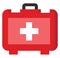 A red first aid kit vector or color illustration