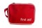 Red first aid kit on white