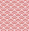 Red fish scale background of concentric circles. Abstract seamless pattern looks like roofing tiles. Vector illustration