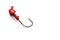 Red fishhook on white