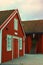 Red fishing huts, Rorbuer, in Svolvaer Norway