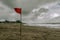 Red flag swimming prohibited on the beach