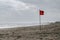 Red flag swimming prohibited on the beach