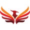 Red flame phoenix wing logo design