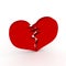 Red flat broken heart symbol 3D