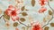 Red Floral Motifs on Checked Sheer Curtain Fabric generative ai