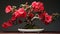 Red Flower Bonsai Tree: Realistic Still Life With Dramatic Lighting