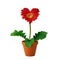 Red flower-heart