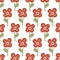 Red flower seamless pattern, daisy chamomile wild flower, organic background